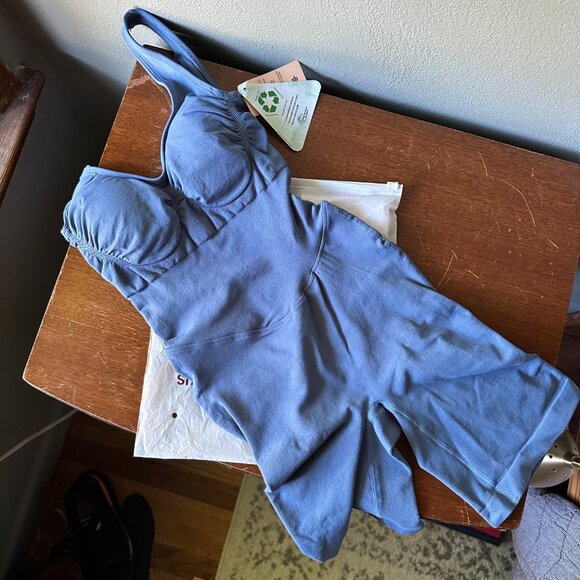 POPILUSH {NWT} The Shapewear Romper | Small | dusty blue | workout jumpsuit - Picture 3 of 11